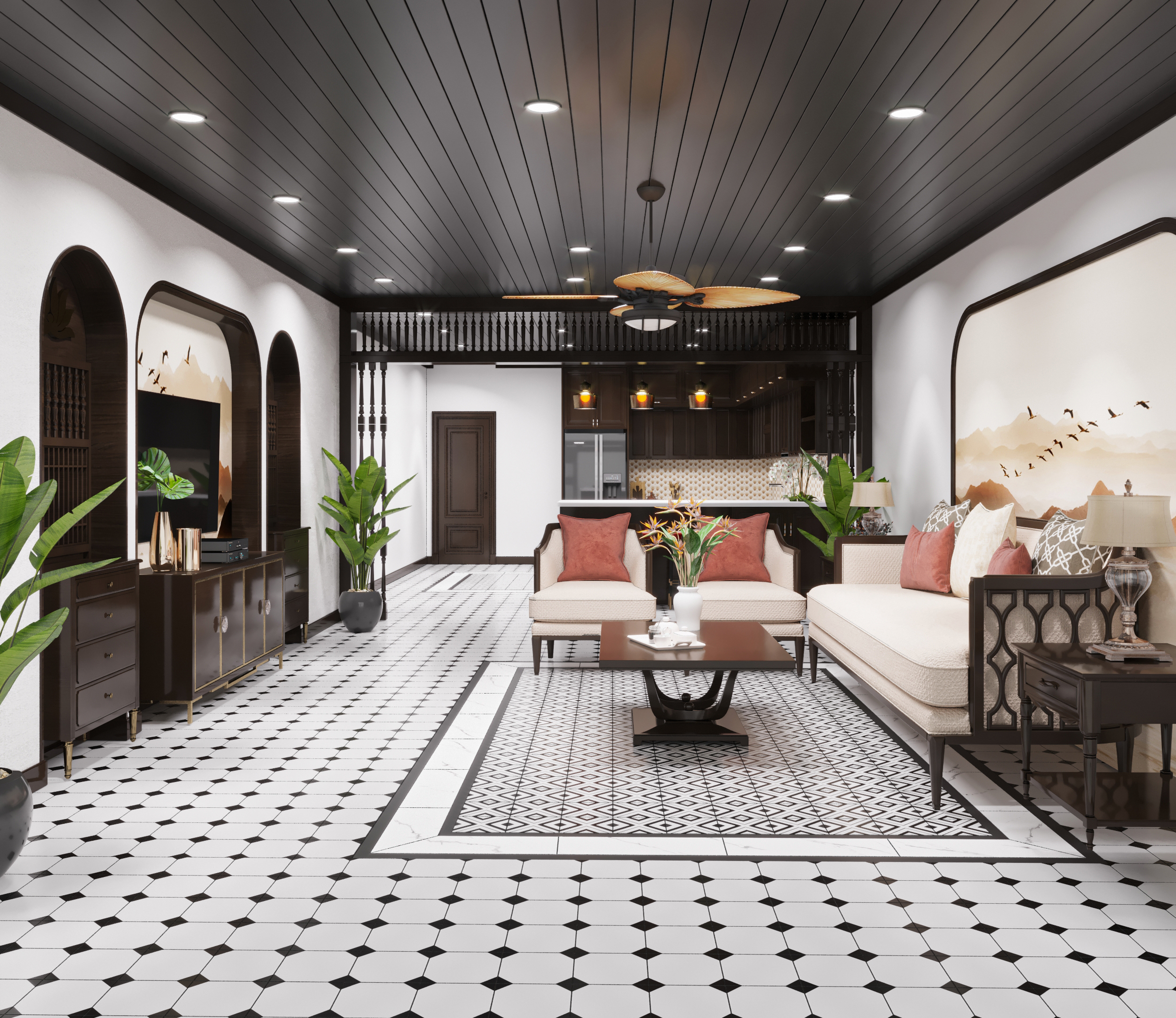 Tips chọn gạch lát nền cho không gian phòng khách của nhà ống