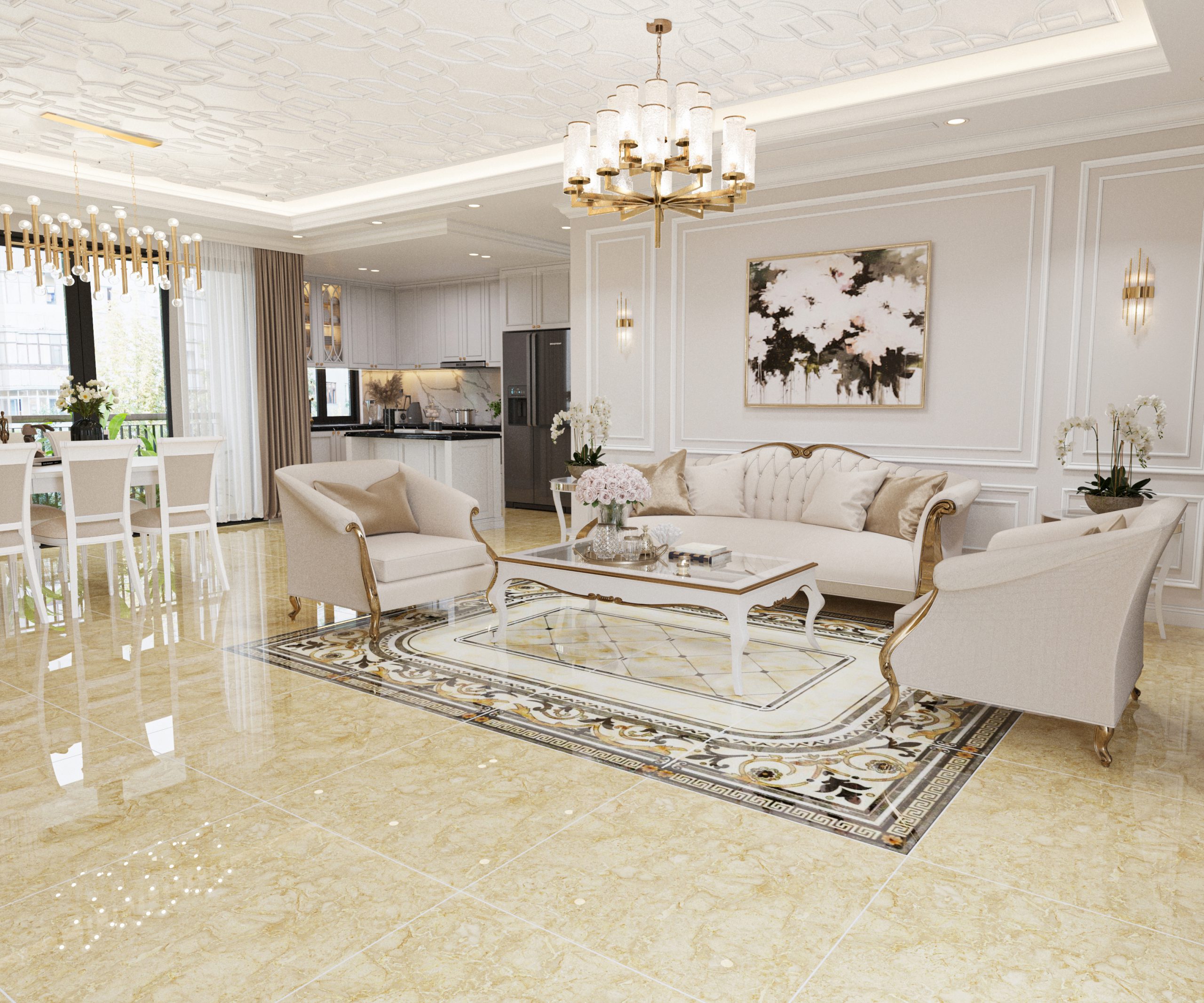 Chọn gạch ốp lát cho nhà ở phong cách tân cổ điển