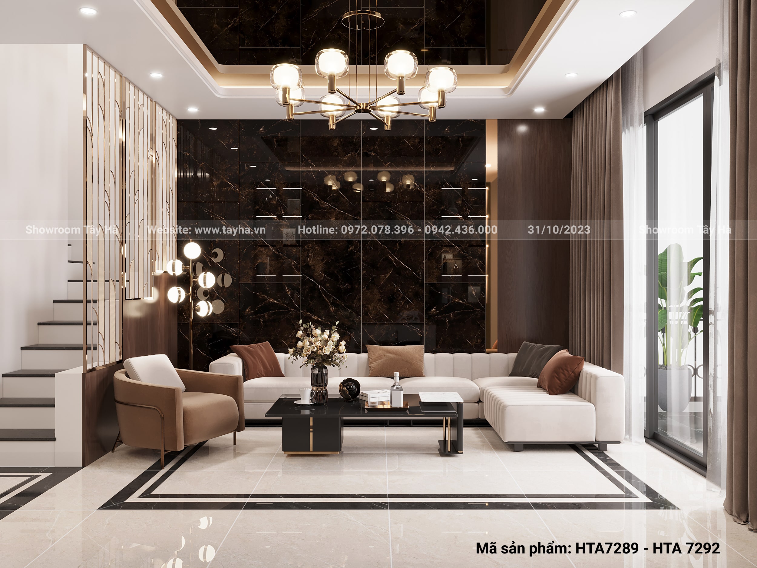 Gạch màu be kem – Biến phòng khách trở thành không gian thư giãn lý tưởng